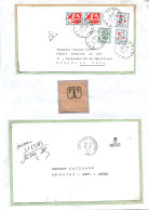 ENVELOPPES ET FRAGMENT AVEC CACHET ET TIMBRES TAXE SUR UNE FEUILLE A4 - 1960-.... Covers & Documents