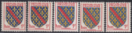 18033 Variété : N° 1002 Blason Bourbonnais 5 Nuances De Bleu   ** - Unused Stamps