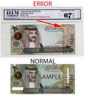 Bahrain Banknotes 20 Dinars - ERROR In Number Color - ND 2016 - Grade By DIM Superb Gem 67UNC - EPQ - Bahrein