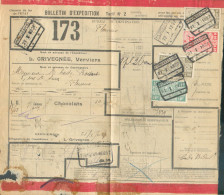 Bulletin D'expédition Tarif Nr.2 Affr. 10c. + 40c. + 2Fr. + 10Fr. (soit 12Fr.50) Obl; VERVIERS O.(18) Du  21-I-1927 Vers - Documents & Fragments