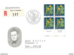 33 - 45 - Enveloppe Recommandée Avec Bloc De 4 Timbres Pro Juventute 1961 - Oblit Spéciale 1er Jour - Lettres & Documents