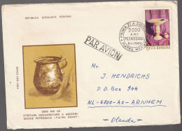 Roemenië 1980, FDC Send To Netherland, Ceramics, Dacian Fruit Bowl, Cup - FDC