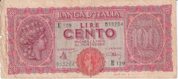 BILLETE DE ITALIA DE 100 LIRAS DEL AÑO 1944  (BANKNOTE) - 100 Lire