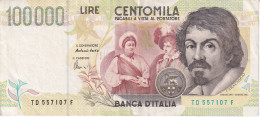 BILLETE DE ITALIA DE 100000 LIRE DEL AÑO 1994 DE CARAVAGGIO (BANKNOTE) DIFERENTES FIRMAS - 100000 Liras