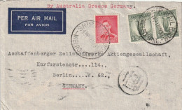 Australie Lettre Pour L'Allemagne Via La Grèce 1938 - Covers & Documents