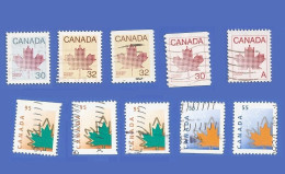 CANADA LOT 10 TIMBRES FEUILLES D'ERABLES OBLITÉRÉS - Oblitérés