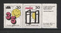 POLAND SOLIDARNOSC (POCZTA SOLIDARNOSC) 1987 JOINT POLISH FRENCH ISSUE SMILING SUN STRIP (SOLID0300/0341) - Solidarnosc-Vignetten