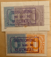 2 Ausschnitte Fiskalmarken Canton De Neuchâtel - Tribunal Cantonal 1896 - Revenue Stamps Switzerland - Revenue Stamps