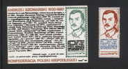 POLAND SOLIDARNOSC 1987 KPN ANDRZEJ SZOMANSKI MS + STAMP  (SOLID 0022/0465) - Vignettes Solidarnosc
