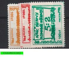 POLAND SOLIDARNOSC SOLIDARITY 1989 FREE ELECTIONS AGAINST COMMUNISM SET 3 PERFORATED 5-2 UNIONS FREEDOM V's COMMUNISTS - Solidarnosc Labels