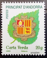 Andorra (French Post) 2010, Green Leaf And Arm Of Coats MNH Single Stamp - Unused Stamps