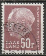 Saarland 1958 MiNr.422  O Gestempelt  Bundespräsident Theodor Heuss ( A1874/2) - Gebruikt