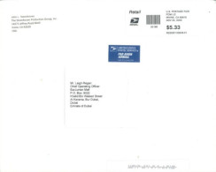 UNITED STATES. - 2023 - POSTAGE PAID LABEL CARDBOARD COVER TO DUBAI. - Covers & Documents