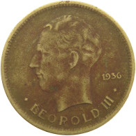 BELGIAN CONGO 5 FRANCS 1936 #s092 0079 - 1934-1945: Leopold III.