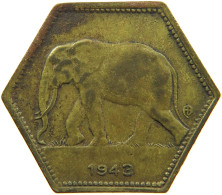 BELGIAN CONGO 2 FRANCS 1943 #s090 0423 - 1934-1945: Leopold III.