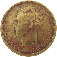 BELGIAN CONGO 5 FRANCS 1936 #s092 0057 - 1934-1945: Leopoldo III