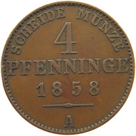 GERMAN STATES 4 PFENNIG 1858 A BRANDENBURG PREUSSEN Friedrich Wilhelm IV. 1840-1861 #s094 0537 - Taler & Doppeltaler