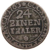 GERMAN STATES 1/24 TALER 1763 SACHSEN ALBERTINISCHE LINIE Friedrich August II. 1733-1763. #s096 0265 - Taler & Doppeltaler