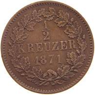 GERMAN STATES 1/2 KREUZER 1871 BADEN #s100 0421 - Taler & Doppeltaler