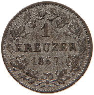 GERMAN STATES 1 KREUZER 1867 HESSEN DARMSTADT Ludwig III. 1848-1877. #s091 0005 - Taler & Doppeltaler