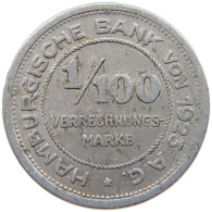 GERMANY WEIMAR 1/100 VERRECHNUNGSMARKE 1923 HAMBURG #s089 0439 - Andere & Zonder Classificatie