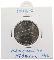 UNITED STATES OF AMERICA QUARTER 2001 D NORTH CAROLINA #alb071 0297 - 1999-2009: State Quarters