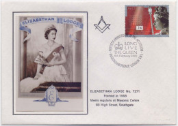 ELIZABETHAN LODGE NO 7271 FORMED IN 1958, Queen Elizabeth, Freemasonry, Masonic Limited Only 100 Cover Issued Cover - Vrijmetselarij