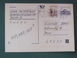 Czech Republic 1995 Stationery Postcard Hora Rip Mountain Sent Locally From Prague With PFAFF Slogan - Covers & Documents