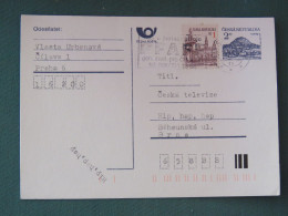 Czech Republic 1995 Stationery Postcard Hora Rip Mountain Sent Locally From Prague With PFAFF Slogan - Covers & Documents