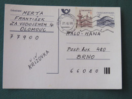 Czech Republic 1995 Stationery Postcard Hora Rip Mountain Sent Locally - Briefe U. Dokumente