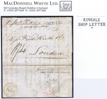 Ireland Cork Maritime 1844 Letter To London With KINSALE/SHIP LETTER, Ms "Forwarded By Coles, Bick & Reinhardt" - Voorfilatelie