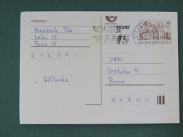 Czech Republic 1997 Stationery Postcard 4 Kcs "Prague 1998" Sent Locally From Brno, EMS Slogan - Briefe U. Dokumente