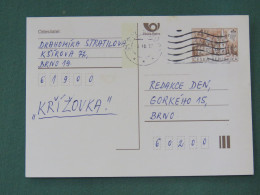 Czech Republic 1997 Stationery Postcard 4 Kcs "Prague 1998" Sent Locally - Briefe U. Dokumente