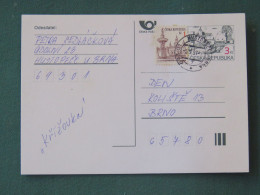 Czech Republic 1997 Stationery Postcard 3 + 1 Kcs Sent Locally - Covers & Documents