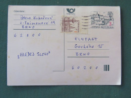 Czech Republic 1997 Stationery Postcard 3 + 1 Kcs Sent Locally - Briefe U. Dokumente