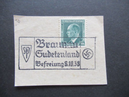 3.Reich Sudetenland Briefstück Mit Befreiungsstempel Braunau Sudetenland Befreiung 8.10.1938 - Sudetenland