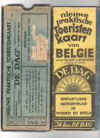 NIEUWE PRAKTISCHE TOERISTENKAART VAN BELGIE - UITGEGEVEN DOOR "DE DAG" (2 Scans) (OD 527) - Cartes Routières