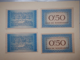 LOT DE 4 BONS DE 50 CENTIMES SOLIDARITÉ 1940 1944 - Bons & Nécessité