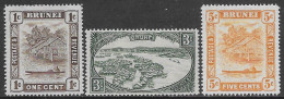 Brunei British Colonies 1947 Brunei River 3val Mi N.58,60-61 MH * - Brunei (...-1984)