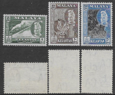 Malayan States Kelantan British Colonies 1957-1963 Local Motifs 3val Mi N.75-76,78 MNH ** - Kelantan
