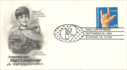 USA Signe Main ASL American Sign Language Langage Sourds FDC Cover ( A62 292b) - 1981-1990