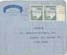 Rhodesia & Nyasaland Aerogramme Sent To Denmark 4-8-1955 - Rhodesia & Nyasaland (1954-1963)
