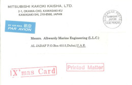 JAPAN  - 2018, POSTAGE PAID LABEL COVER TO DUBAI. - Brieven En Documenten