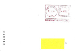 VATICANO - 1989 AGENZIA INTERNAZIONALE FIDES Ema Affrancatura Meccanica Rossa Red Meter Su Busta Viaggiata - 11273 - Franking Machines (EMA)