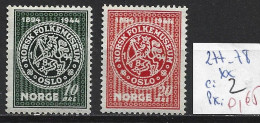 NORVEGE 277-78 ** Côte 2 € - Unused Stamps