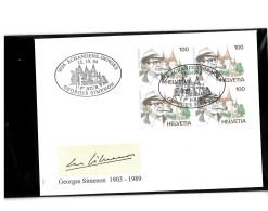 1026 Echandens Denges - 1er Jour Georges Simenon - 15 10 1994 - Beli FDC 119 - Lettres & Documents