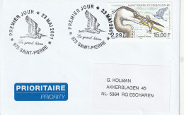 Saint Pierre, Letter Sent To Netherland, Stamped With Bird Motive, Birds, Fish - Cartas & Documentos
