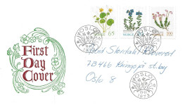 Norge Norway 1973 Mountain Flowers, Alpine Yellow-violet, Rock Speedwell, Blue Heath  Mi 671-673  - FDC - Lettres & Documents