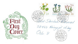 Norge Norway 1973 Mountain Flowers, Alpine Yellow-violet, Rock Speedwell, Blue Heath  Mi 671-673  - FDC - Brieven En Documenten