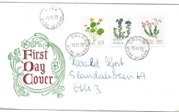 Norge Norway 1973 Mountain Flowers, Alpine Yellow-violet, Rock Speedwell, Blue Heath  Mi 671-673  - FDC   NØvre Ullern - Brieven En Documenten